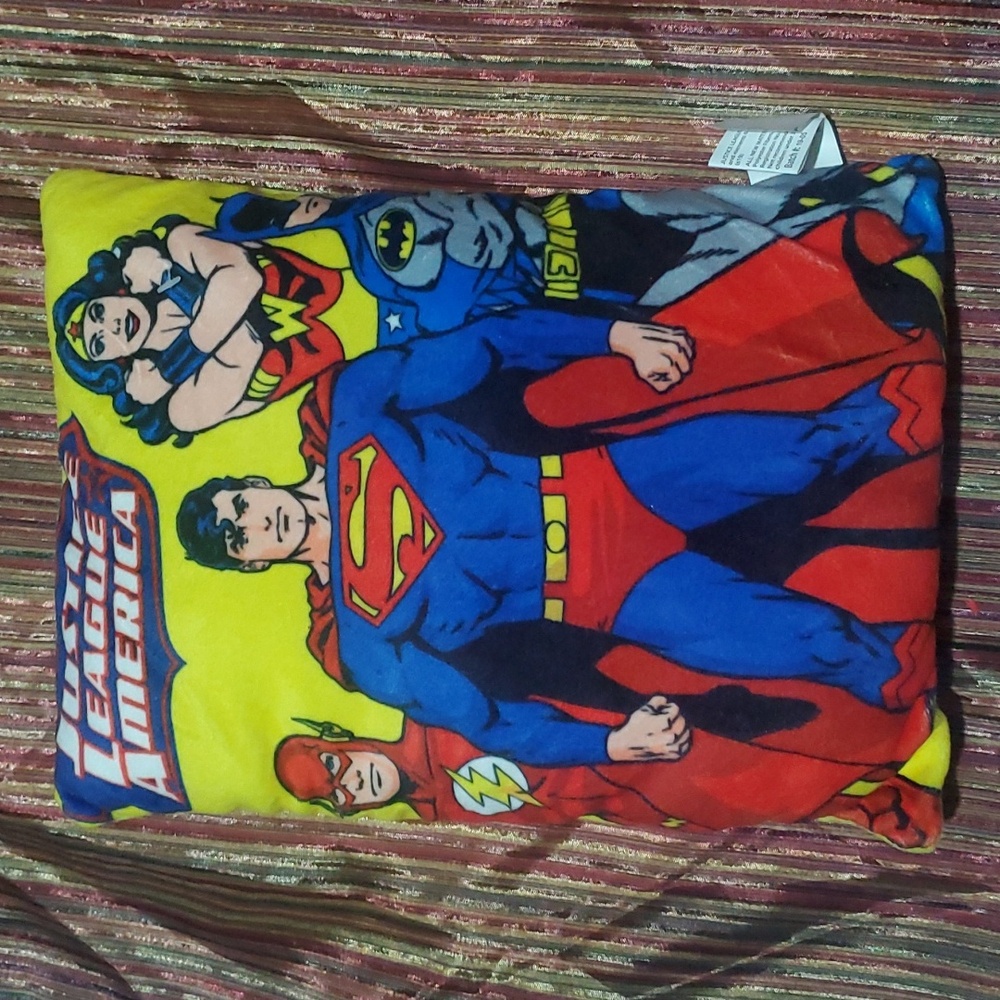 Justice League America Six Flags pillow NWOT